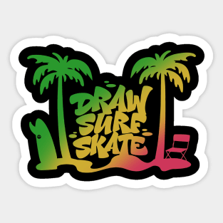 Draw Sure Skate bEach Sticker